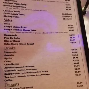 the menu