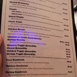 the menu