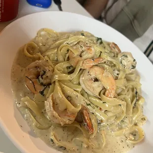 Shrimp Alfredo fettuccine
