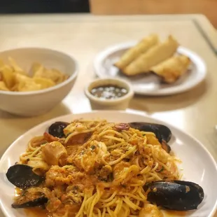 Seafood pasta $10.95