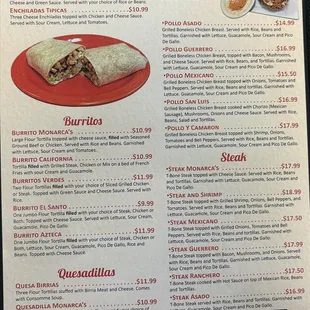 menu, burritos and wraps
