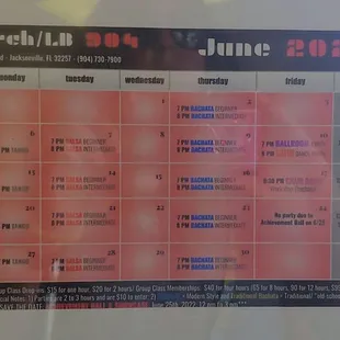 June dance schedule