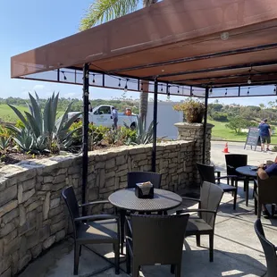 Seating area is nice with a perfect view of the course