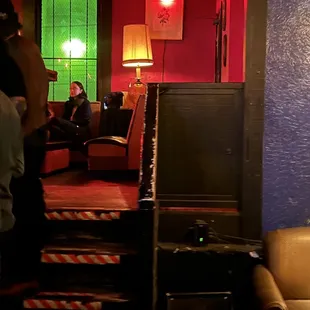 a group of people in a brightly lit room