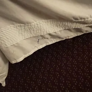 Torn and dirty bedskirt.