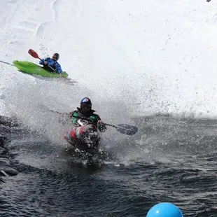 KAYAKS ON SNOW!