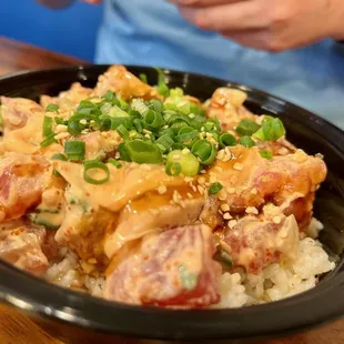 Spicy ahi with all the toppings.
