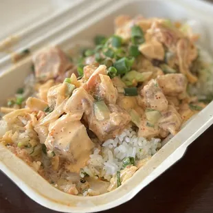 California ahi poke on white rice