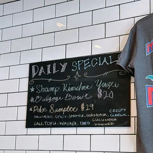 Daily special menu