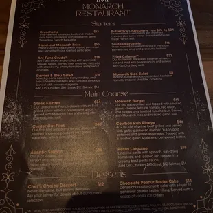 menu