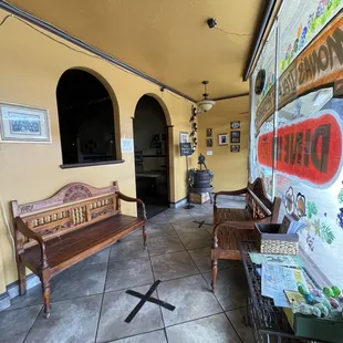 Inside when you walk in