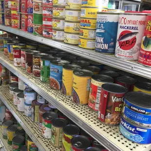 canned food on shelves