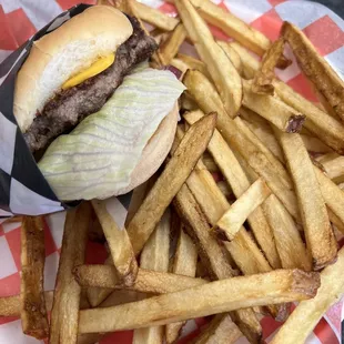 Burger basket with fries. Fantastic.