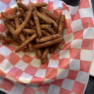 Fried green bean appetizer with watery ranch