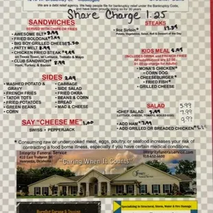Menu and pricing as of 10/3/23