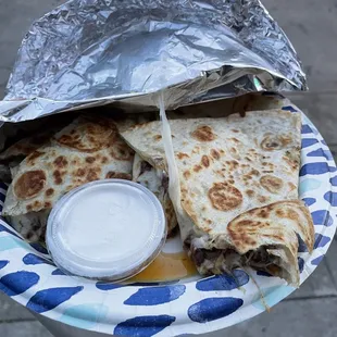 a plate of quesadillas