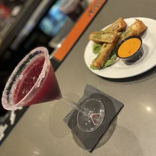 Blueberry lemon drop and boudin egg rolls!