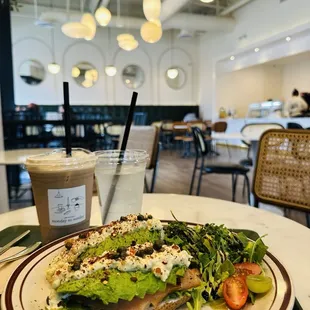 Food: Salmon avocado toast - to die for! (Brunch food stops at 3pm I think)  Drink: red bean latte with shot of espresso