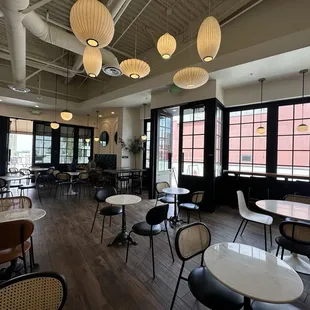 Cute and clean space with lots of tables