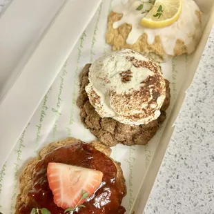 Berry berry, choco mascarpone, and lemon scones