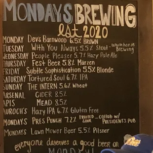 Beer selections. Try the Marzen aka October Fest.