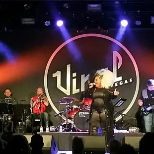 a band performing on stage