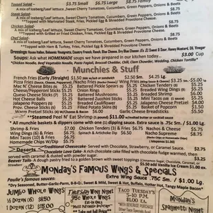 Menu side one