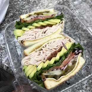 a sandwich in a plastic container