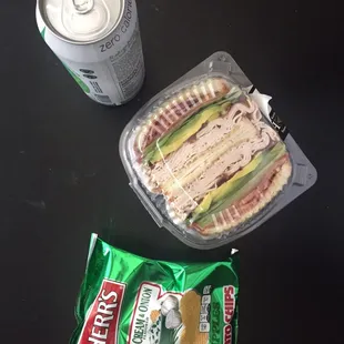 Smoked turkey with bacon, avo, tomatoes, lettuce, onions, and honey mustard. In love!!