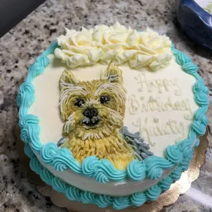 Custom Yorkie Birthday Cake