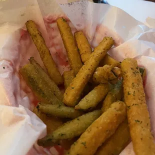 Cornmeal Crusted Baby Zucchini aka zucchini fries....yum!
