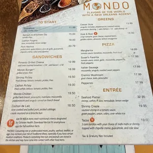 Their menu as of August 6th, 2024