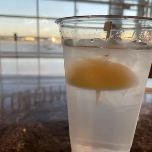 Ice water was served with lemon.