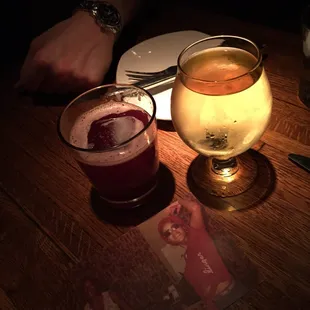 Grasshopper cider and whiskey/wine cocktail.