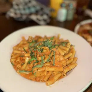 Penne allá vodka with shrimp