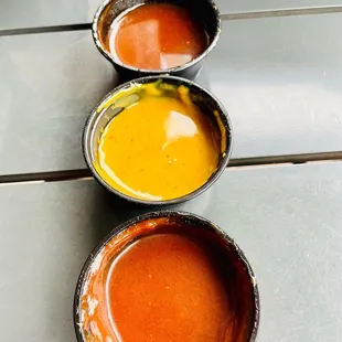 North Carolina BBQ sauce, South Carolina Gold BBQ sauce, &amp; KC BBQ sauce