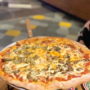 a pizza on a plate
