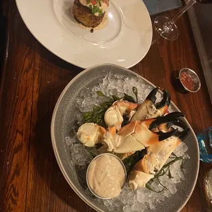 two plates of food on a table