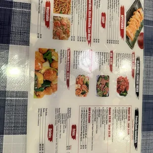 menu, sushi and sashimi