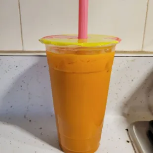 My order came with a Thai tea. It didn't taste that great because there was a chemical and metallic aftertaste to it.
