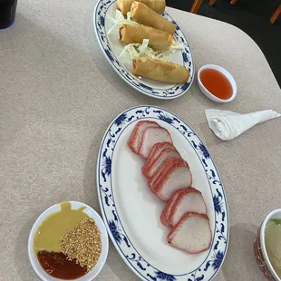 a variety of food items on a table