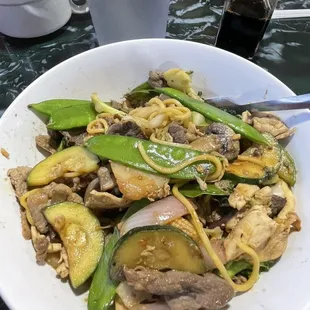 a bowl of stir fried vegetables