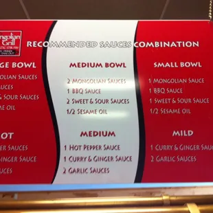 a menu for a large bowl