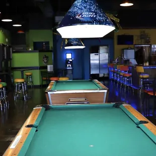 a pool table in a restaurant