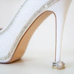 Studded White Wedding Shoes