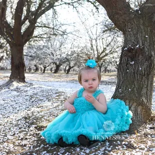 Scarletts 18month photoshoot in the almond trees