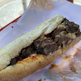 Italian steak tips sandwich