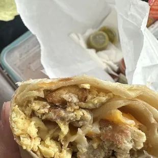 sausage, egg, and cheese burrito