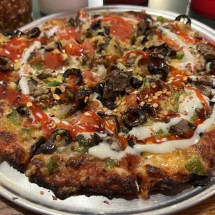 a pizza on a pan