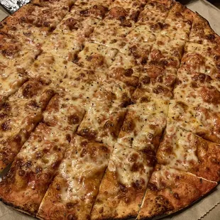 Large cheese pizza.